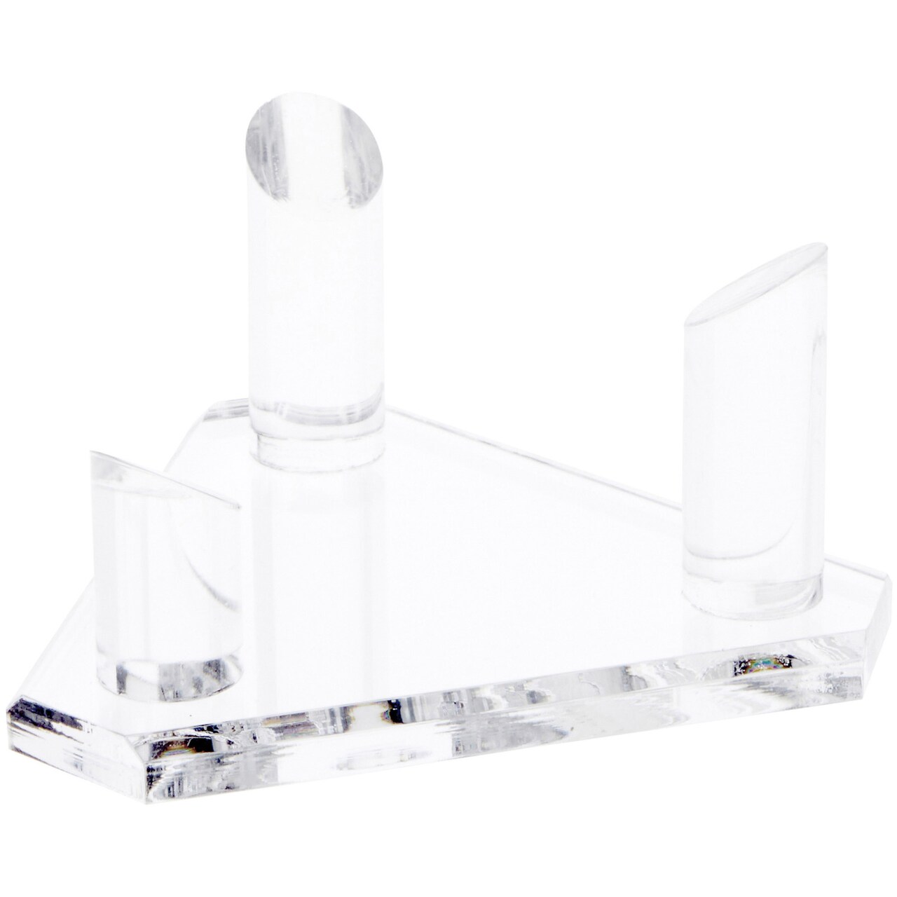 Plymor Clear Acrylic Beveled Triangular Display Base with 3 Display Prongs for Geode, Mineral or Crystal Cluster, 5" W x 4.25" D x 2.25" H